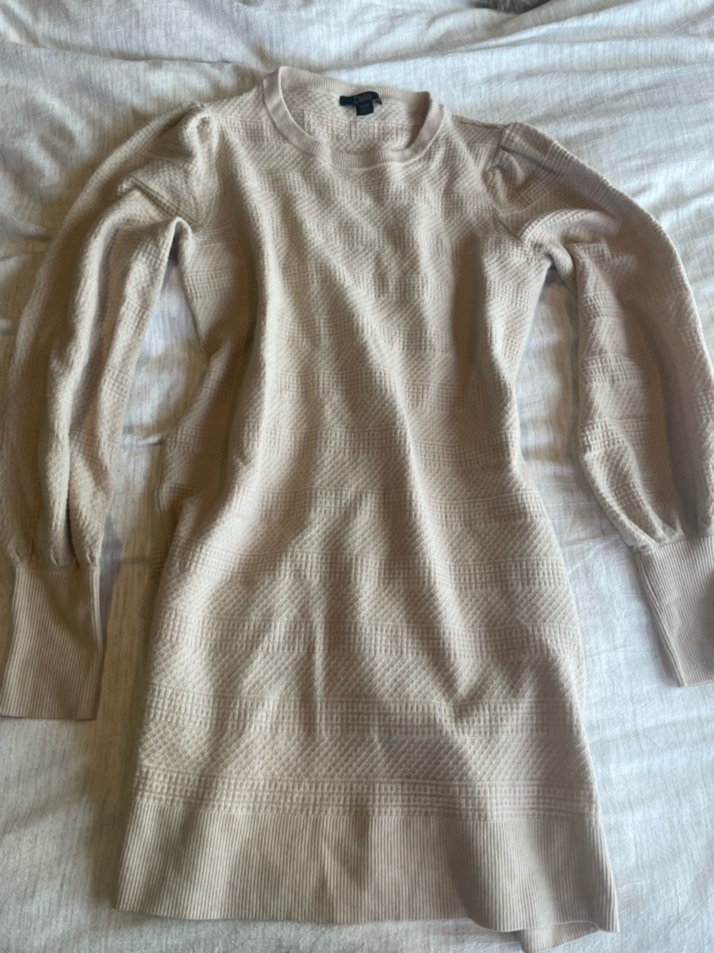 Banana Republic Cream Textured Crew Neck Sweater Dress